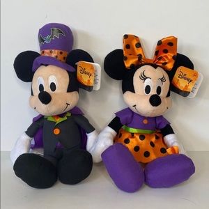 Mickey & Minnie Halloween 11in Plush Set